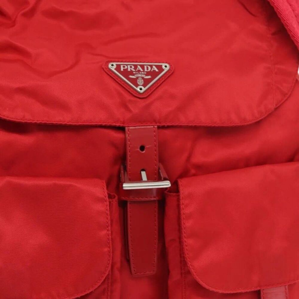 Prada Double Front Pocket Backpack Tessuto Red Nylon Backpack Bag - Picture 13 of 16